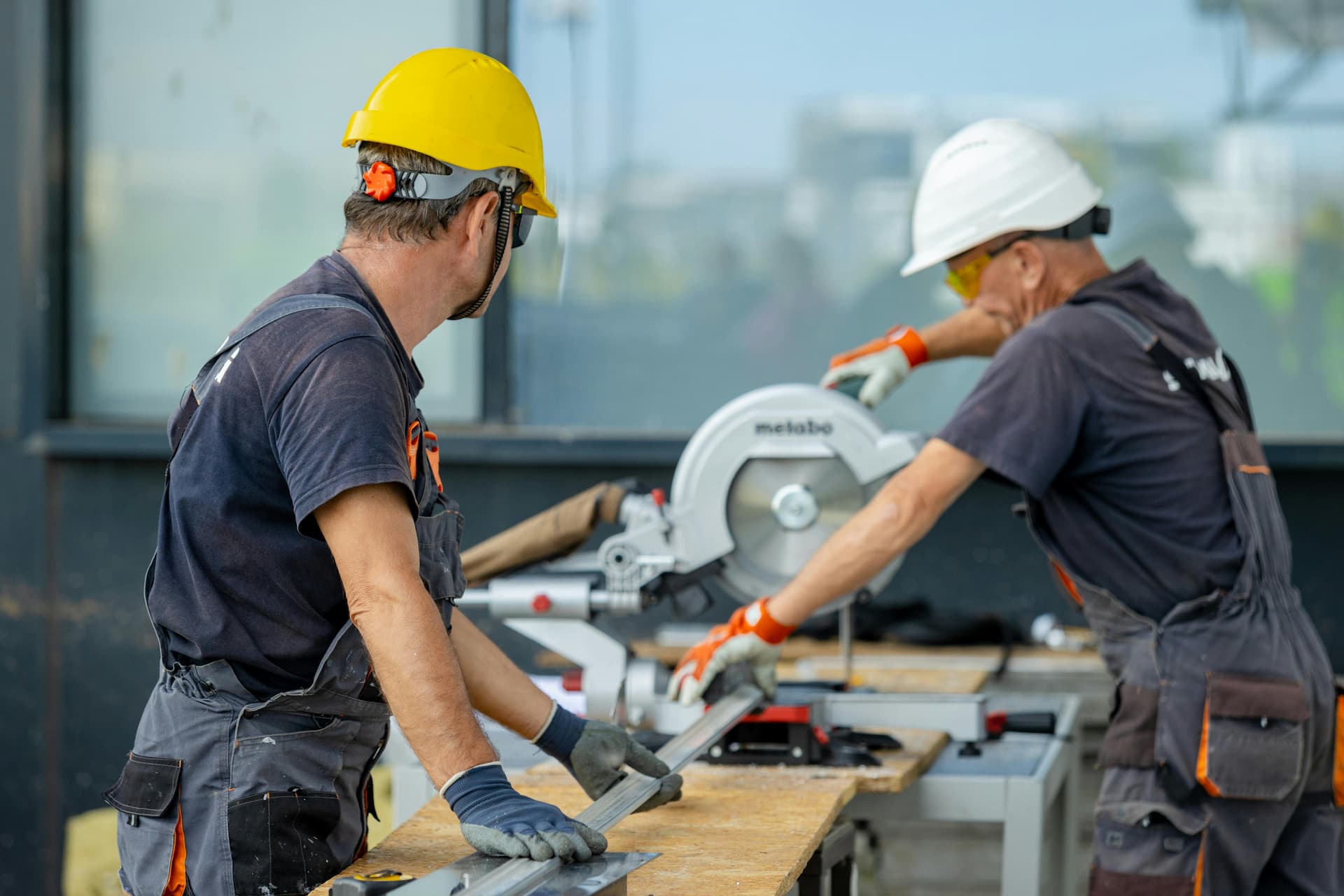 Skilled workers on an industrial project