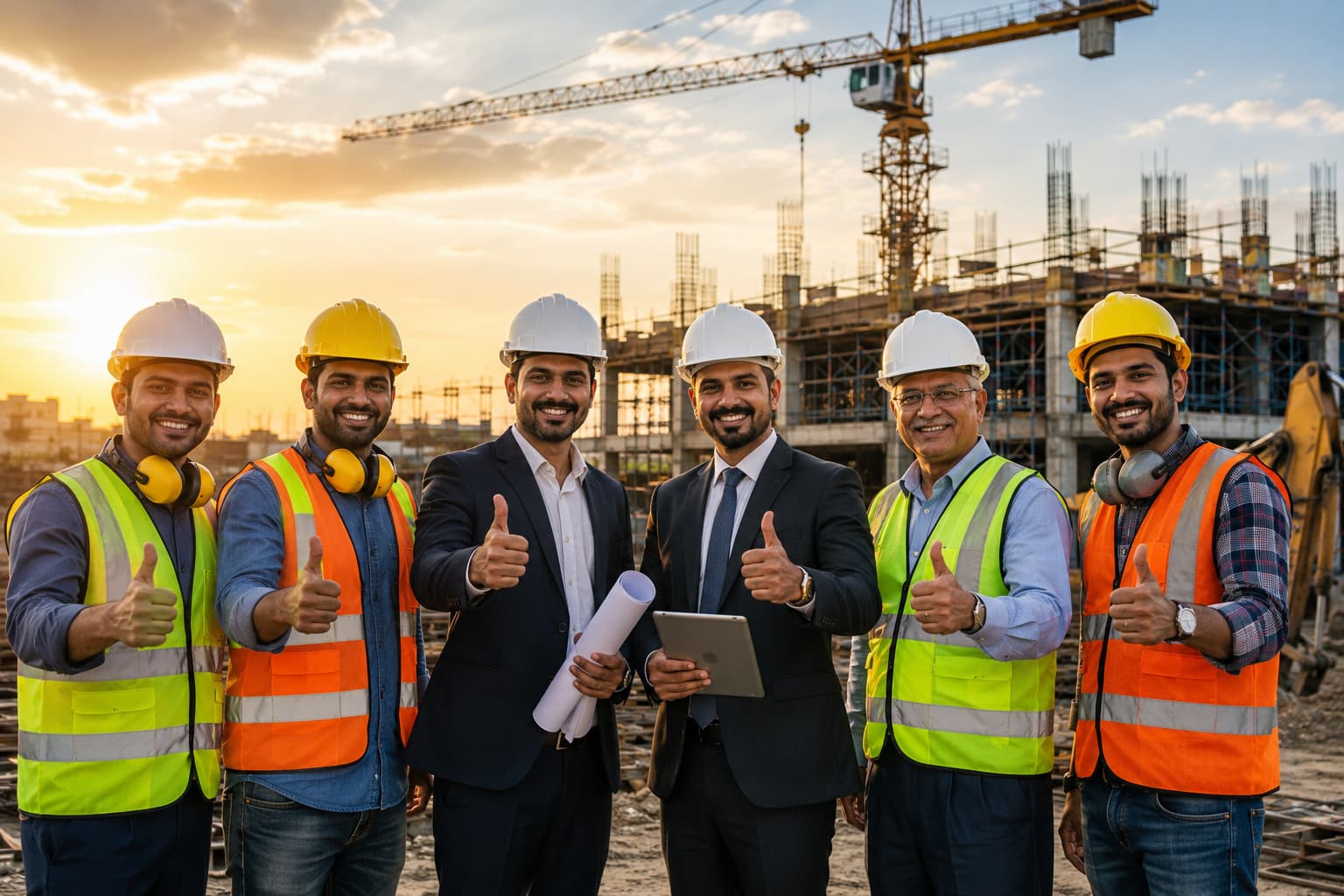 Construction team on a large infrastructure project