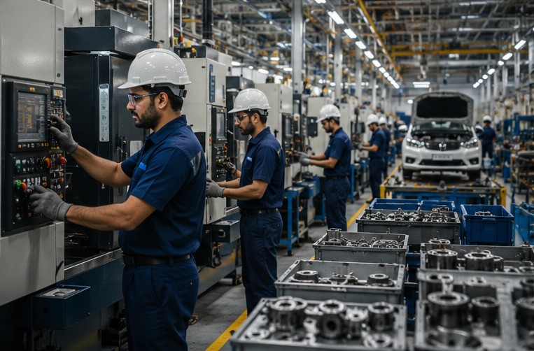 Engineers on a manufacturing floor