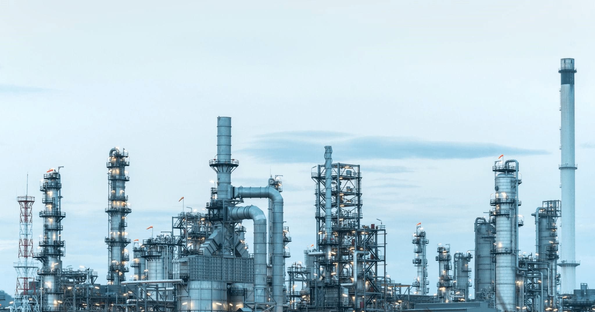 Oil and Gas industrial facility at sunset