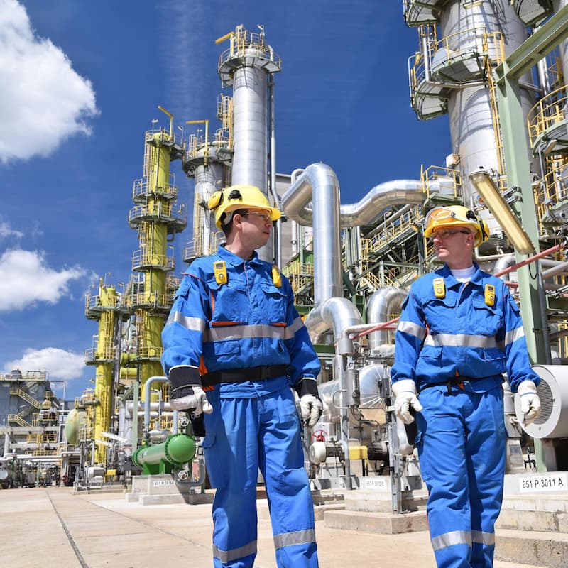 Oil and Gas workers at a refinery